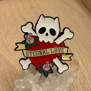 Eternal Love Cat Skull and Heart Enamel Pin - BUNDLE AND SAVE
